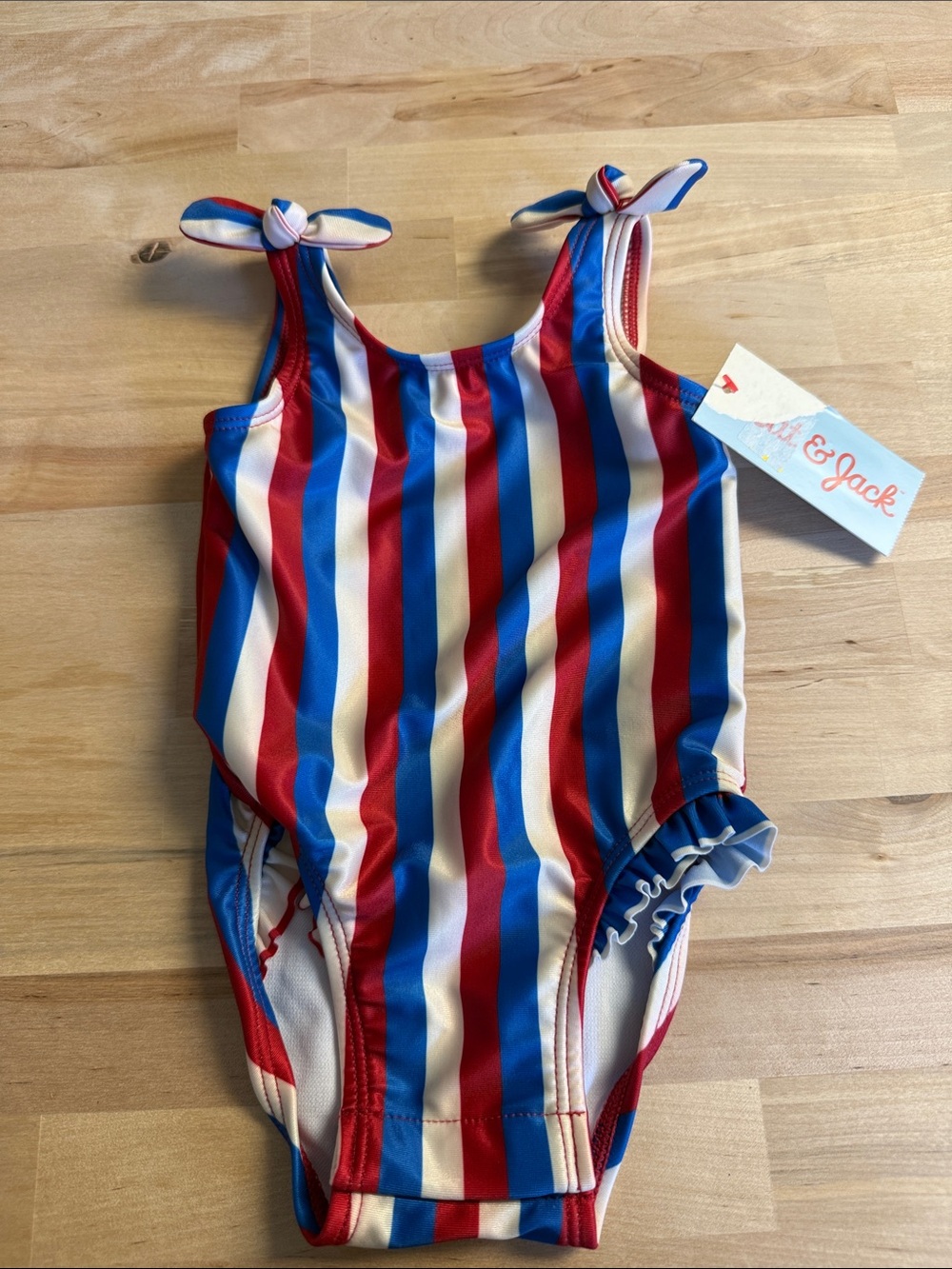 Cat & Jack Red, White & Blue Striped One-Piece Swimsuit